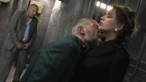 ”Two Old Fucks Score A Classy Lady In Jail”