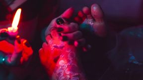 wax play with feet