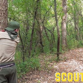 ScoutBoys Hung DILF Bishop Angus barebacks two shy twinks in forest