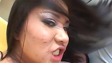 As she is spitroasted between the two hard thrusting swords, she groans in guttural satisfaction