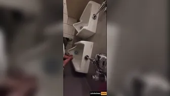 Married Canadian Daddy Big Cock Solo in Public Bathroom