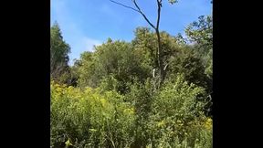 exhibitionist outside with his dildo and pipe