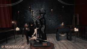 Anna Luna in Latex on Turntable - Bastinado with 200 Blows + Candle Wax (FULL HD MP4)