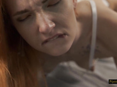 Red super-hot mom and stepson's sloppy converse during warm cunnilingus session.