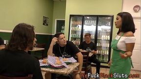 Ebony teen eats cummed over pitta