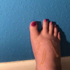 Anastasiabeva1 Pouring honey on my feet