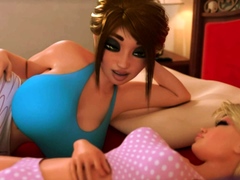 Futa mom and daughters movie night - 3D Animation ENG