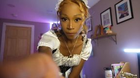Bossy Ebony Maid Chokes You on Her Thick Pulsing Shecock Gush