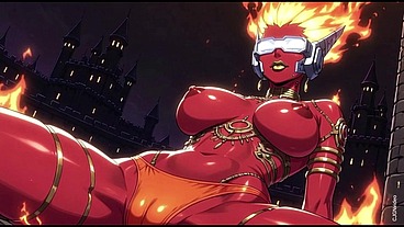 Hot demon in fire sexy pose (Ai animation)