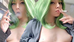 Cute Green Hair Egirl smoking for you