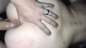 Amateur bombshell moans loudly as big mushroom member stretches her twat and ass