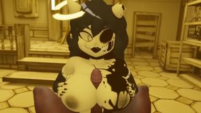 MILF angel jerks off big meat with her huge boobs