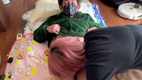 義理の妹のパンティーでオナニー動画を撮影中ハプニング⁉︎ フェラからの生ハメ！ ぶっかけ 大量ザーメン発射 射精