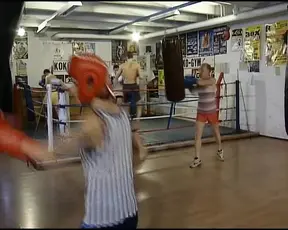 German boxer babe gets her ass fucked by two dudes