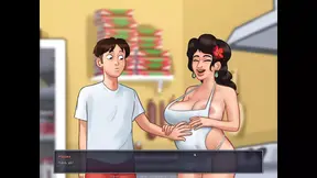 Old woman young classmate gives big cock blowjob