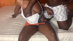 African Ebony Couple Intimate Bed Scene