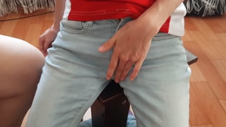 Female orgasms of three girls in jeans, in a skirt and naked - IkaSmokS