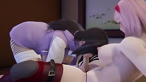 Futanari sakura and hinata in 3d sfm hentai animation