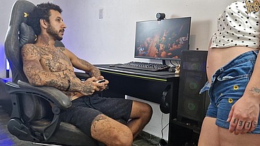 He was just playing a game when she arrived wanting to be fucked like a slut