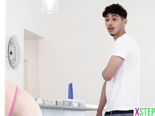 Tiny stepsis shows off her fresh bikini to stepbro and it gave him a hardon