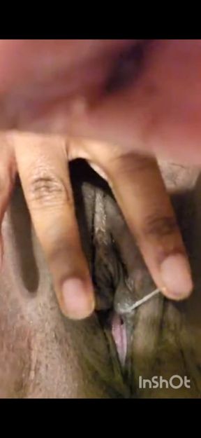 Playing with gooey pussy