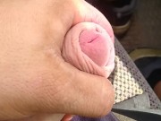 Being rough to my soft dick in public