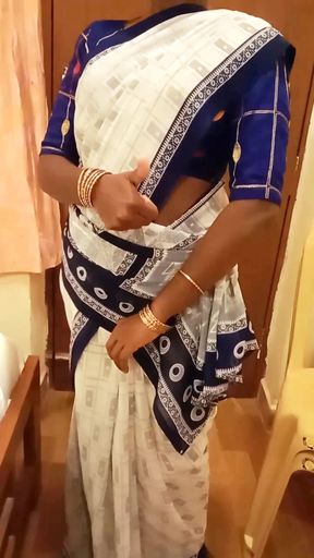Desi Tamil Wife Renu Panties Body Show & Slow Saree Dressing Tease for Secret Bestie! Indianhotwifex