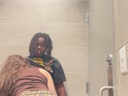 Interracial lesbian amateurs have fun in restaurant bathroom