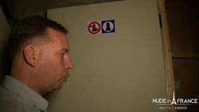 huge titted french hard banged in pov inside a sex-shop basement