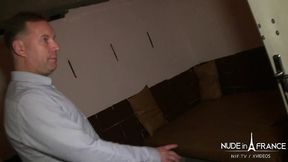 huge titted french hard banged in pov inside a sex-shop basement