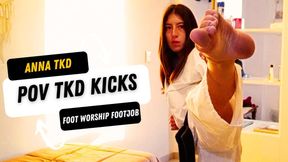 Anna Tkd POV tkd kicks foot worship and footjob