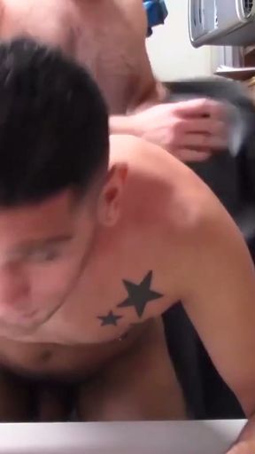 Tight inked twink takes dick inside by security officer   Clip 1