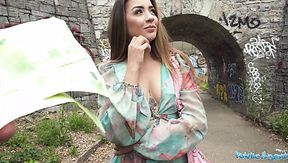 Slim Latina Cutie Kitty Love Fucks With a Stranger Right In the Street & Takes CIM To Earn Money