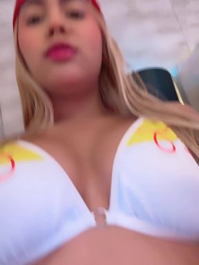 Curvy Latina strips down to show off her naked body and
