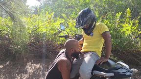 Stepfather Barbudo - the Deviation of the Motorcycle Courier Intense Sex in the Woods.