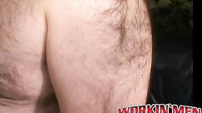 ”Beefy bear stroking bushy meat before cumshot solo”