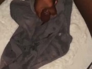 Hung Black Jock Jerks Off While Kissing BWC Until He Shoots His Load