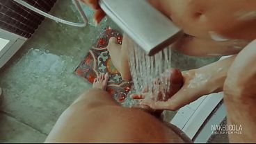 Clean stepbrother'_s cock and empty balls