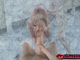 CG Anime with Alexandra: Standing Tugjob, Tongue Licking, and Intensive Deepthroat with Facial Spunk fountain Finish In Playgirl Elect two