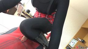 180 POV Nora Fox masturbation Black Zentai encasement lycra