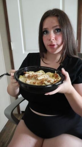 Feedee Gets BellyAches & Burps From Overstuffing Pasta