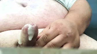 Bear Jerks Off at Work Desk and Cums Hard