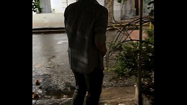 Risky Extreme Couple Jerk Off Outdoor in Public under the Rain (Very Romantic)