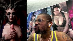 diablo lilith jerking off a bwc until he cums, ai generated