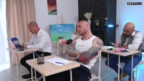 Classroom Gangbang: Teacher Takes Double Anal and DP From Students - Group Facial Ending