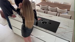 French MILF gets double facial from two workers