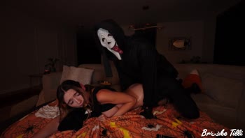 Brooke Tilli's Halloween Orgy: Home Intruder Fucks Me Hard While Boyfriend is Busy
