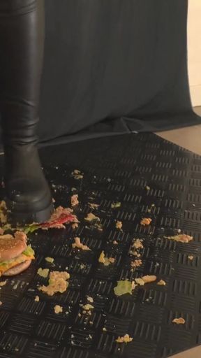 Crushing Your Dinner in High Fall Boots - Junk Food   Clip 1
