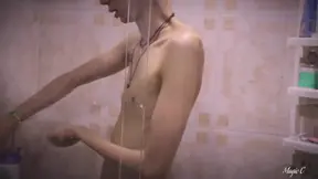 POV You're Secretly Watching This Hot Latino Twink While He's Taking a Shower