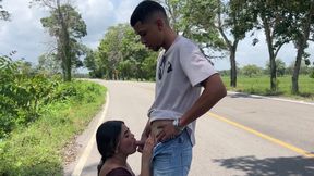 Stepsister Made Her Want to Suck Cock on a Road While We Were Going on a Trip